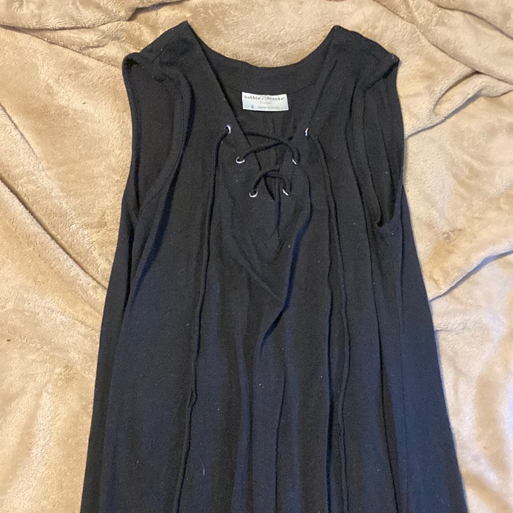 Black dress (2 & 1/2in arm strap) with open cross cleavage